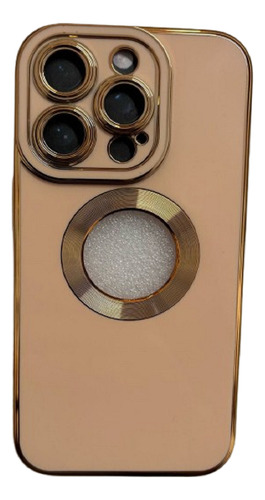 Capinha Para iPhone 14 Pro Max Anel Magnético Com Dourado Coral-claro Capinha Magnética Luxo